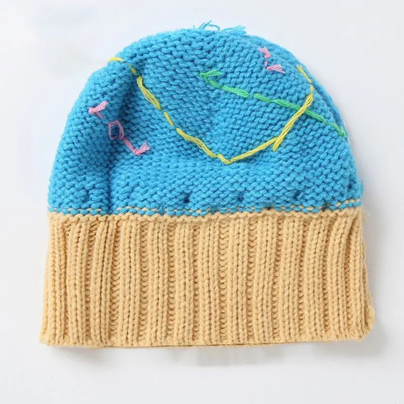 Детская Милая вязаная шапка контрастного цвета в форме кекса с помпоном для мальчиков и девочек, Зимняя Теплая Шапка-бини для От 3 до 8 лет