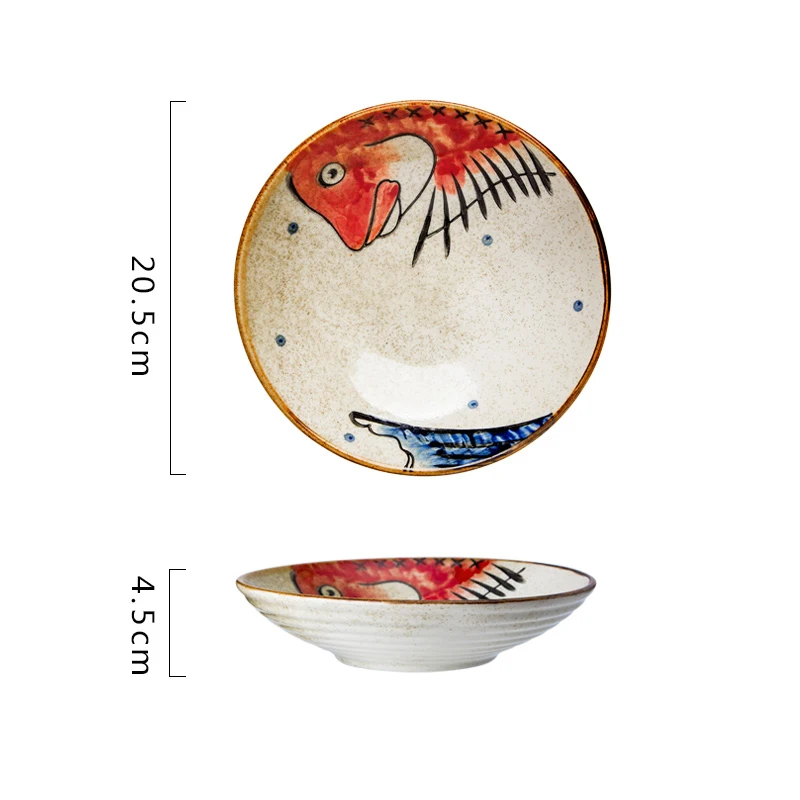 Японский стиль ручная роспись рыбы керамическая тарелка для дома стейк фруктовый десерт торт хлеб глубокое блюдо роспись керамическая посуда тарелка - Цвет: B