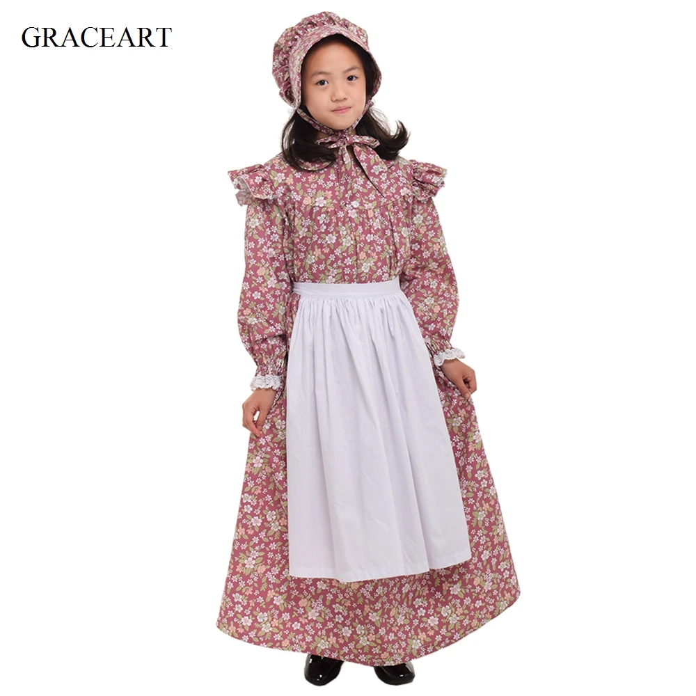 Pioneer/костюм для девочек; платье в цветочек; роскошное платье в стиле колонии - Цвет: Красный
