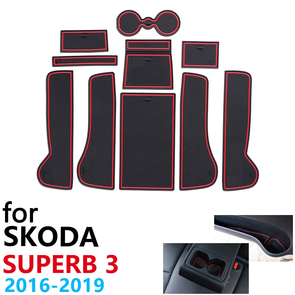 Противоскользящий резиновый коврик для чашки дверной паз Skoda Superb 3 MK3 B8 3V 2016 ~ 2019 2017