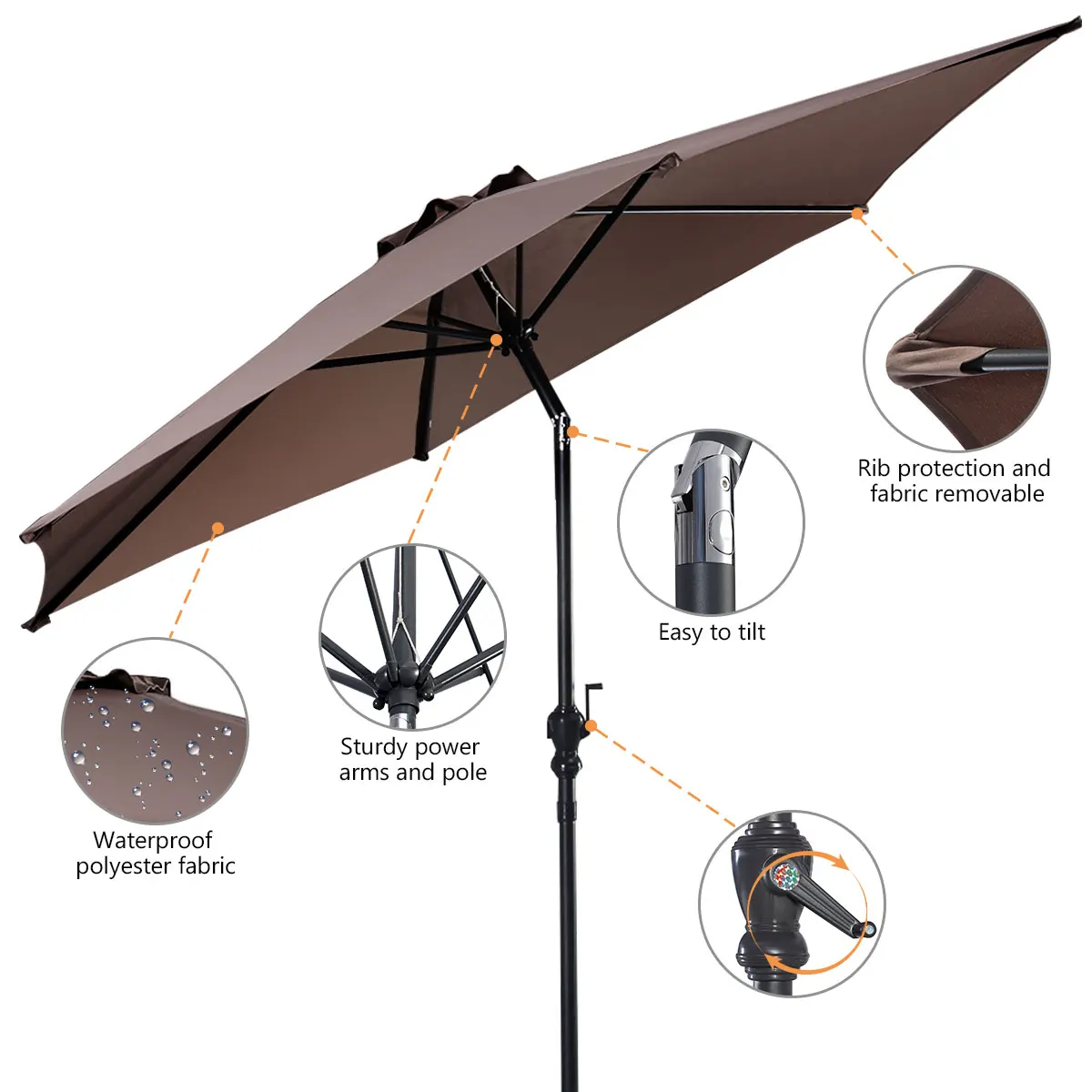 Costway 9ft Patio Umbrella Patio Market Steel Tilt W Crank Outdoor Yard Garden Tan Op2806tn Patio Umbrellas Bases Aliexpress