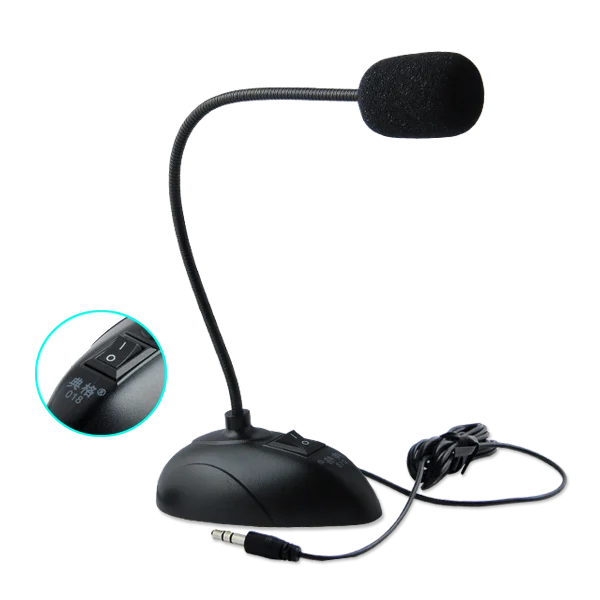 Mini micrófono de voz de estudio con soporte Flexible, micrófono de cuello de cisne con conector de 3,5mm, con cable para ordenador, PC, escritorio y Notebook
