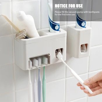 

Wall Mounted Toothbrush Rack Toothbrush Holder Toothpaste Dispenser Toothbrush Organizer Toothbrush Storage Rack for Bathroom