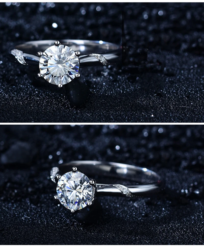 Потрясающе! 1.0ct 6,5 мм создан Муассанит огненный Цвет свадебное кольцо цельное серебряное обручальное кольцо набор для женщин, Drop Sh