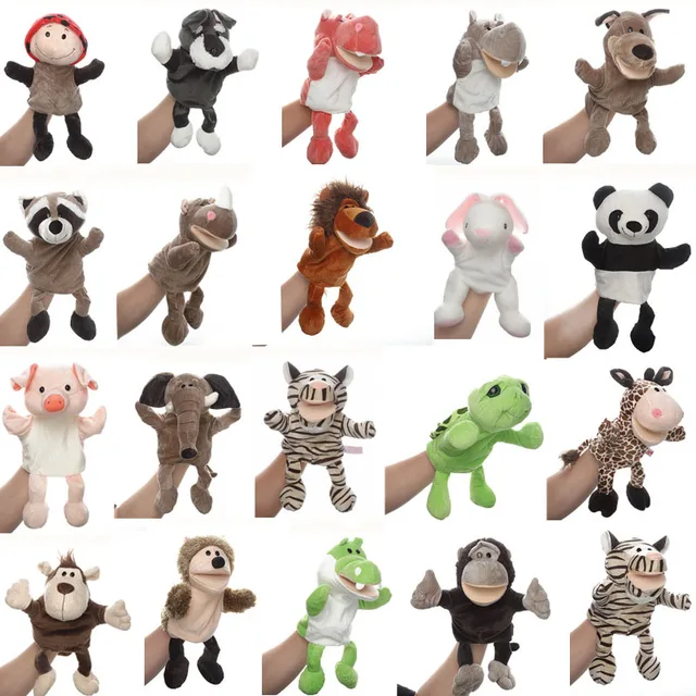 30cm Animals Hand Puppet Cartoon Stuffed Plush Toys Baby Educational Hand Puppets Pretend Telling Story Doll Kids Children Gift 1