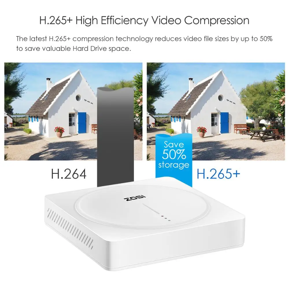 ZOSI 8 Channel HD 5MP Nightvision View Security Detection Video Camera System with CCTV Bullet Camera 2TB HDD Hard Disk DVR Kit