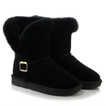 

Winter Plush Keep Warm Snow Boots Neutral Buckle Strap Cozy Platform Shoes Fashion Nubuck Slip-On High Heels Bottine Femme Hiver