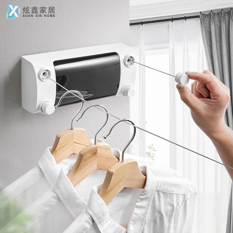 

Clothesline Portable Stainless Steel Retractable Clothes rack Outdoor Indoor Bathroom Wall Mounted Drying Rack Clothes Organiser