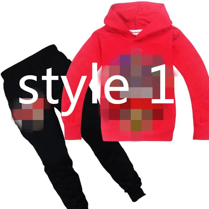 style 1 Лидер продаж, толстовка с капюшоном для мальчиков, топы и штаны, 4 цвета, комплект, костюм на Хэллоуин для детей, подарки, спортивный костюм для девочек - Цвет: style 1