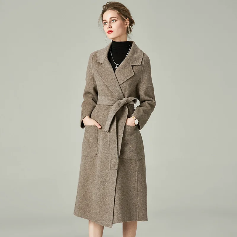 Women Coats Autumn Winter 2019 New High-end Double-faced Cashmere Coat Slim Korean Wool Plus Size Long | Женская одежда