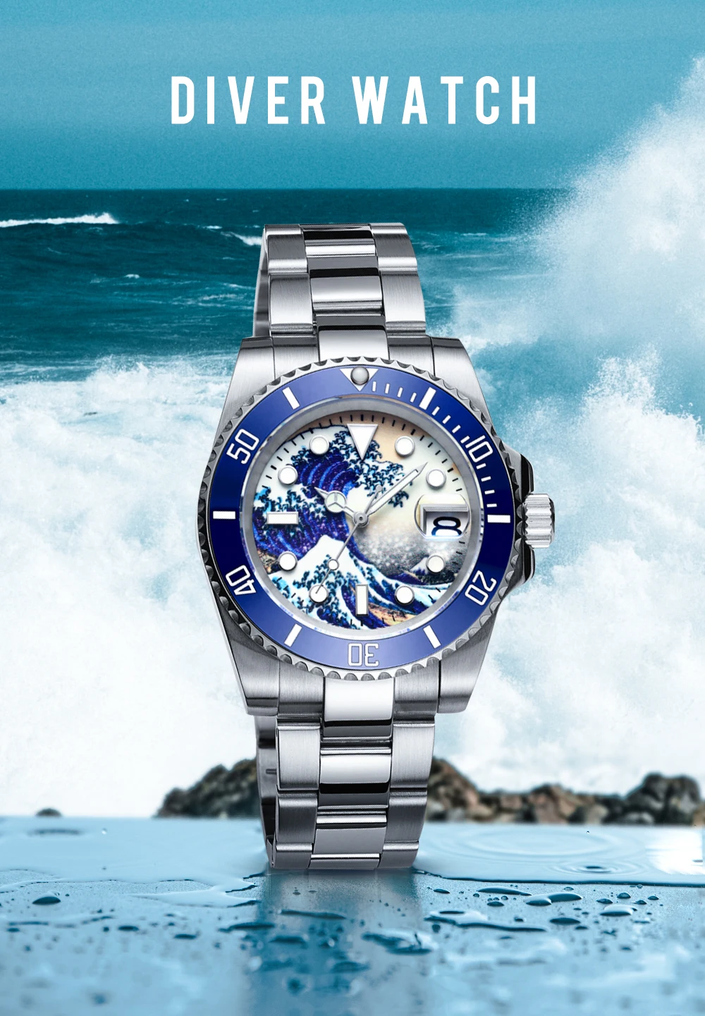 men's field watch Addies Dive NH35 Automatic Watch 200m Diver Mechanical Watch Luxury Sapphire Crystal Luminous Kanagawa surf watch Watches Men best sports watch for men