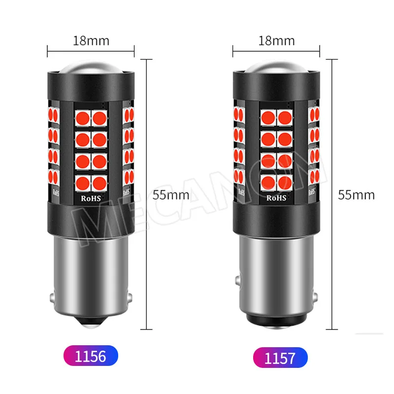 2 шт. Красная проблесковая 1156 BA15S 1157 BAY15D T25 3157 T20 7443 44SMD 3030 Автомобильный