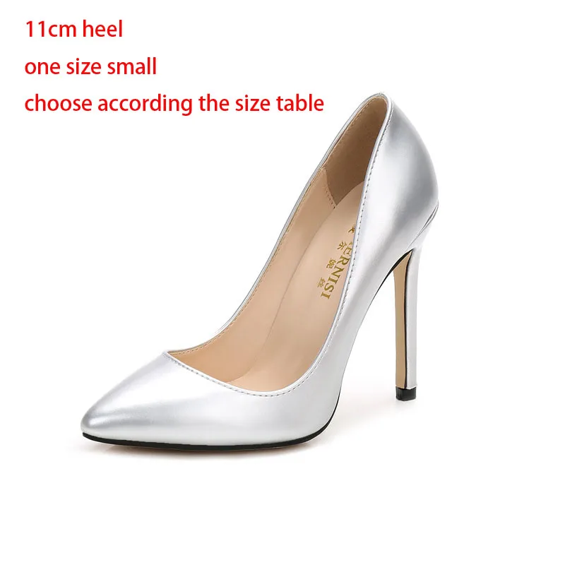 Леопардовые женские тонкие туфли на каблуке 11 см; женские туфли на очень высоком каблуке с острым носком; быстрая распродажа; туфли-лодочки в горошек; WZ - Цвет: 11cm silver