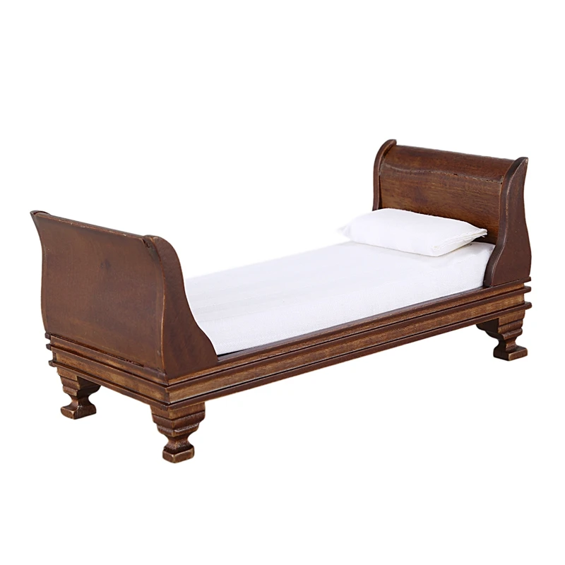  New Dollhouse Miniature Furniture Delicacy Vintage Single Bed 1:12 Scale Doll Toys Accessories