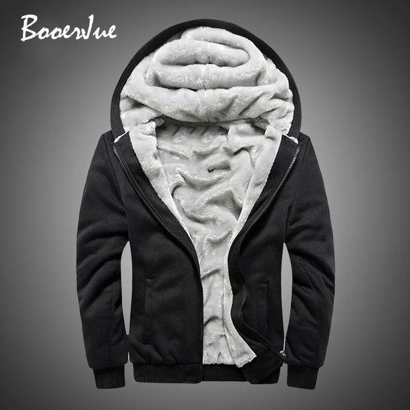 

M-5XL Europe Size Hoody Men Solid Hoodie Winter Thick Warm Fleece Hooded Sweatshirts Zipper Men Hoodie Coat Sportwear Streetwear