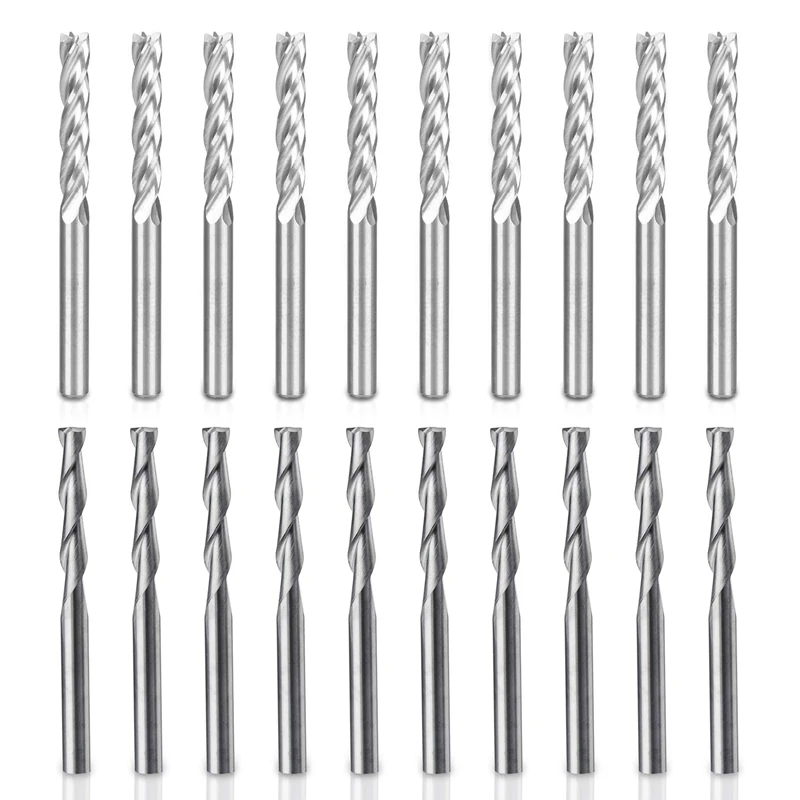 

20Pcs Router Bit Set Combo 4 2 Flute Milling Cutter Tungsten Steel Engraving Cutting Carving Woodworking Tool