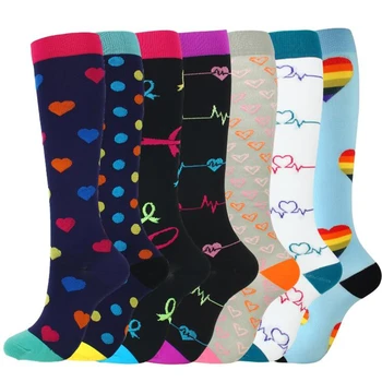 

7pair Men Women Compression Stockings Fit For Fitness Compression Socks For Anti Fatigue Pain Relief Knee Prevent Varicose Veins