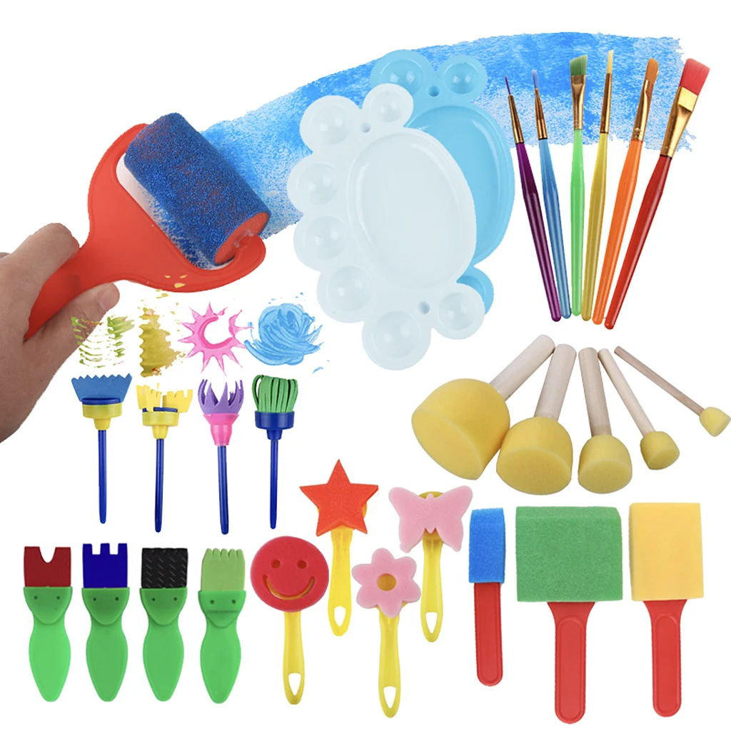 

29pcs Children Painting Sponge Brush Creative Graffiti Puzzle Early Childhood Education Toys DIY Drawing Set