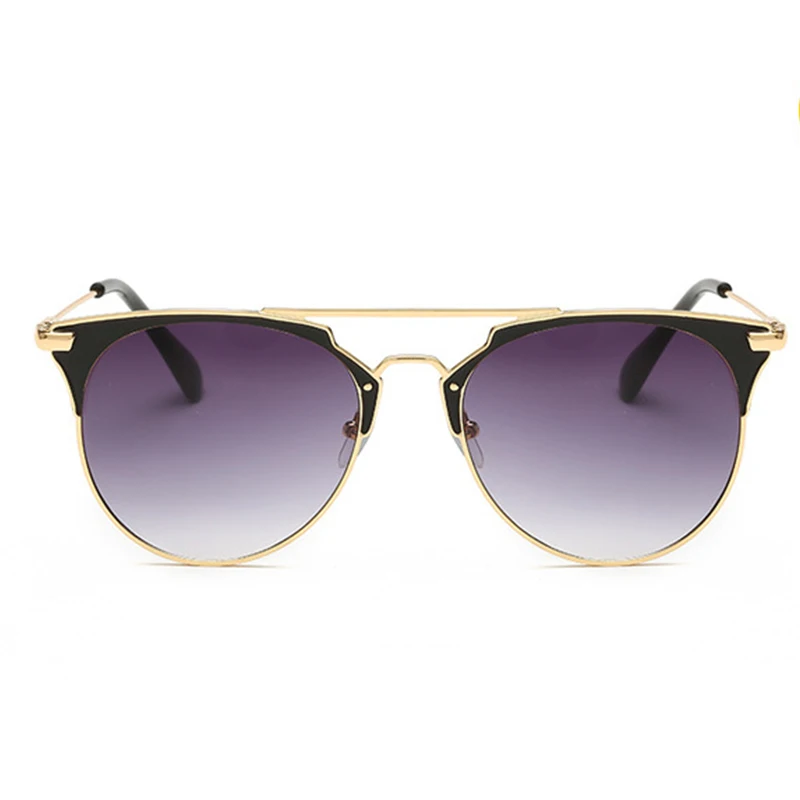 RBROVO, Винтажные Солнцезащитные очки, Лидирующий бренд, дизайнерские очки, женские, металлические, Роскошные, конфетные линзы, для девушек, для улицы, для путешествий, Oculos De Sol - Цвет линз: Gold Double gray