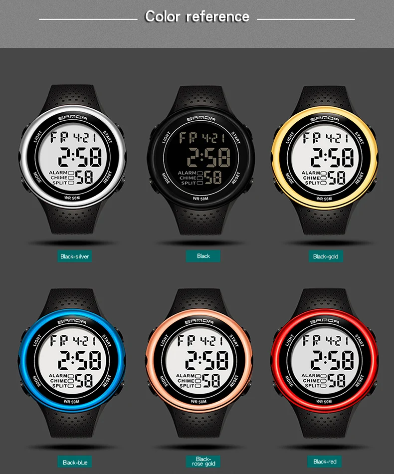 SANDA роскошный бренд модные спортивные часы для улицы Для мужчин, многофункциональные часы Водонепроницаемый светодиодный цифровые часы Relogio Masculino