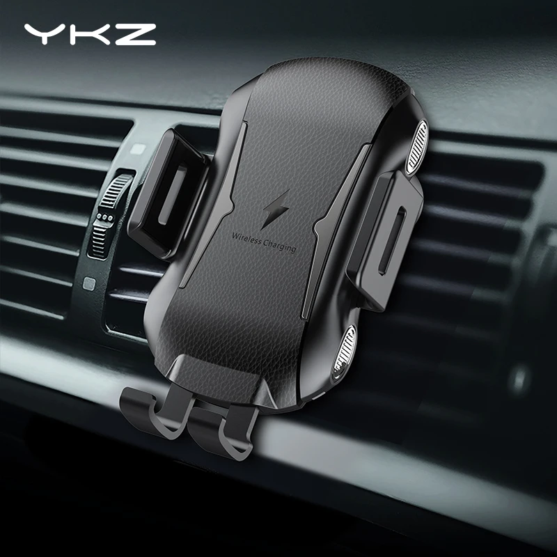 

YKZ Qi Wireless Car Charger for iPhone XS Max Samsung S10 Fast Wireless Charger Car Mount Mobile Phone Holder for Huawei Xiaomi