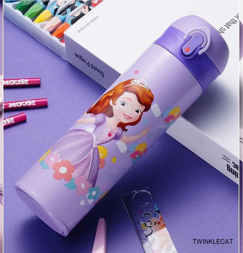 sofi purple 500 мл детский термос бутылка для кормления водой Мода Микки Минни Маус Детский Школьный чайник 316 Термочашка из нержавеющей стали - Цвет: sofi purple