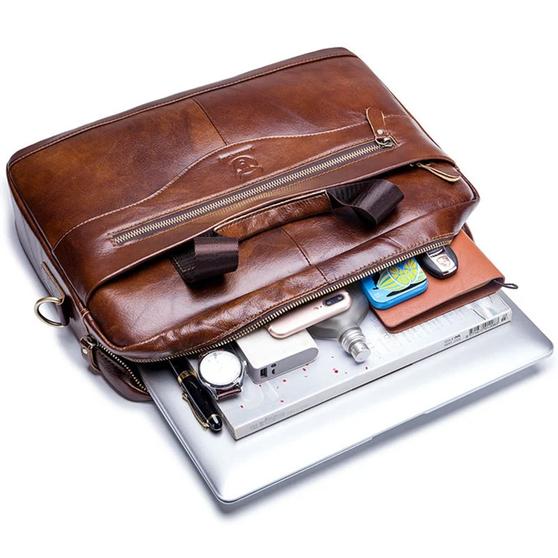 

Men's Briefcase Leather Genuine Leather Men Handbag Male Shoulder Bags Men's Crossbody Bags Messenger Bags