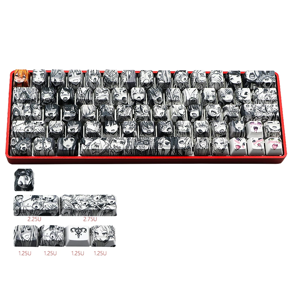 Клавиатура PBT 71 key Ahegao колпачок для сублимационной печати OEM профиль японский