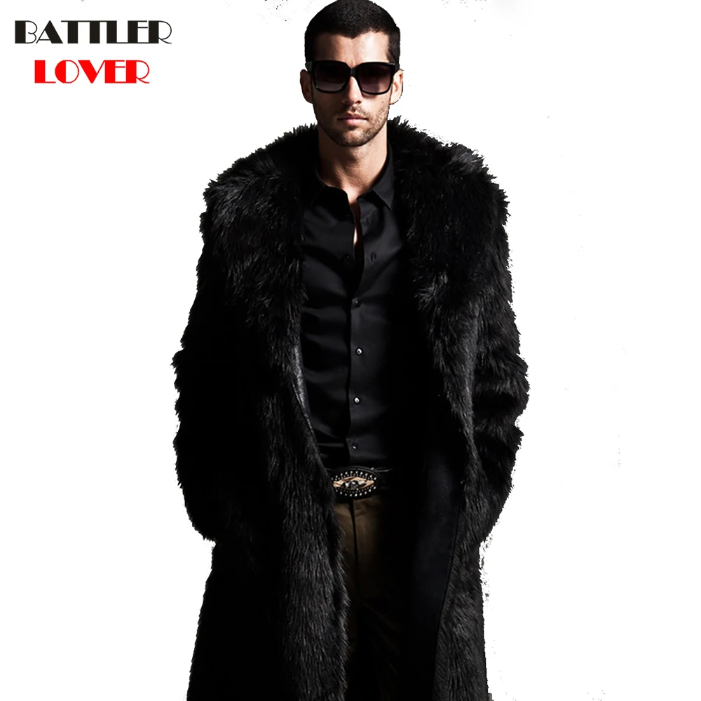 Men Fur Coat Winter Faux Fur Outwear Coats Mans Punk Parka Jackets Long Leather Overcoats Hombre Fur Jacket Clothing Autumn