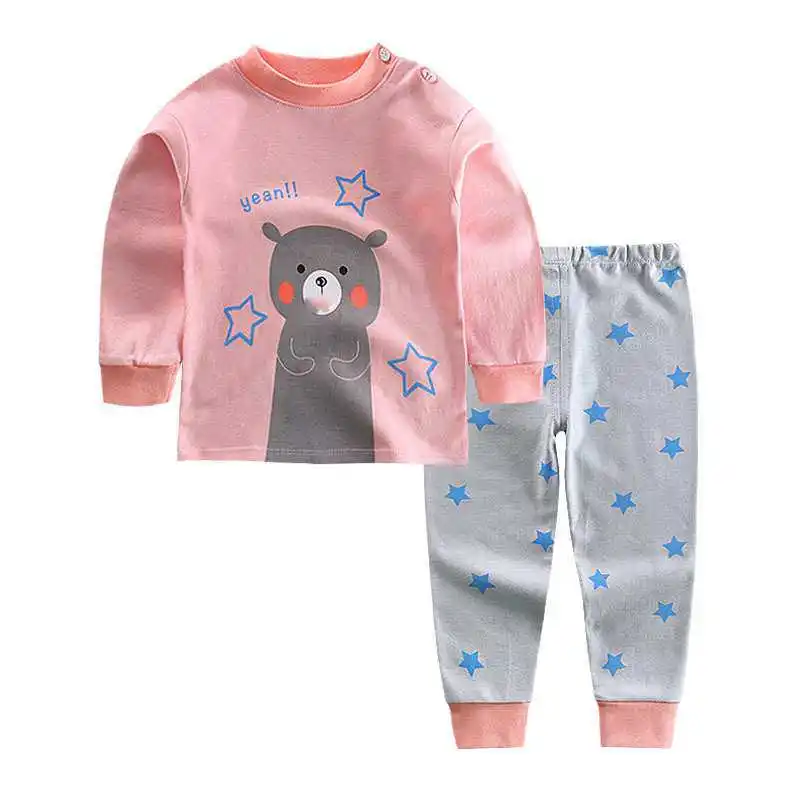 Детские пижамы для мальчиков детские пижамные комплекты с героями мультфильмов хлопковый костюм для сна для маленьких девочек Теплые Топы с длинными рукавами+ штаны, 2 предмета, детская одежда