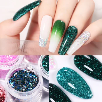 

1 Box 10ml Blue Nail Flakes Sequins Glitter Mixed Size Nails Flakies Power Paillette 3D Nail Art Decoration