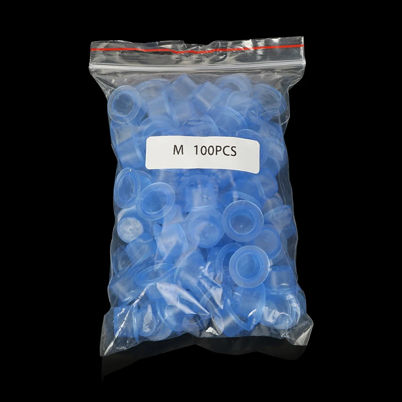 100 Pieces Tattoo Ink Cup S M Soft Silicone Disposable Blue Transparent Permanent Makeup Accessories Container Makeup Tools