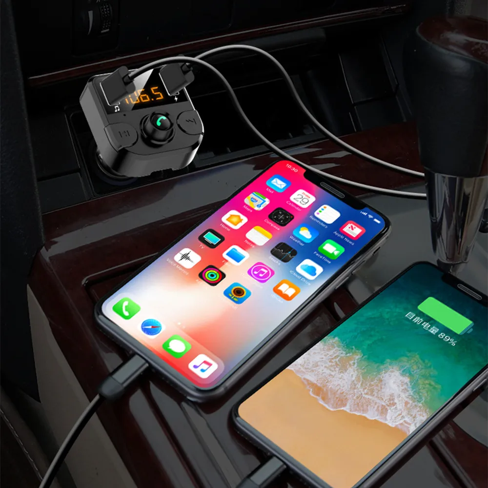 USB зарядное устройство 3.1A автомобильный комплект Bluetooth 5 0 громкой связи