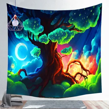 

tree Tapestry Indian Mandala Wall Hanging Bohemian Anime tree Shading Green leaf Gypsy Tapiz Witchcraft Psychedelic Tapestry