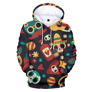 

2019 Hot Sale Day of the dead Hoodies 3D New Print Casual Sweatshirts Harajuku Long Sleeve Clothes Kpop Hooded Tops for men top