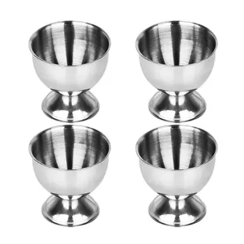 

4 Pieces Stainelss Steel Spring Wire Tray Egg Cup Boiled Eggs Holder Stand Storage Metal Egg Cup Spiral Spring Holder