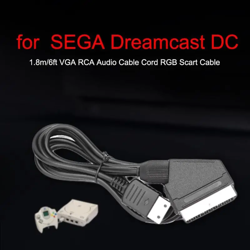 1,8 м RGB SCART кабель новейший VGA RCA аудио кабель Шнур RGB Scart кабель совместимый для SEGA Dreamcast DC