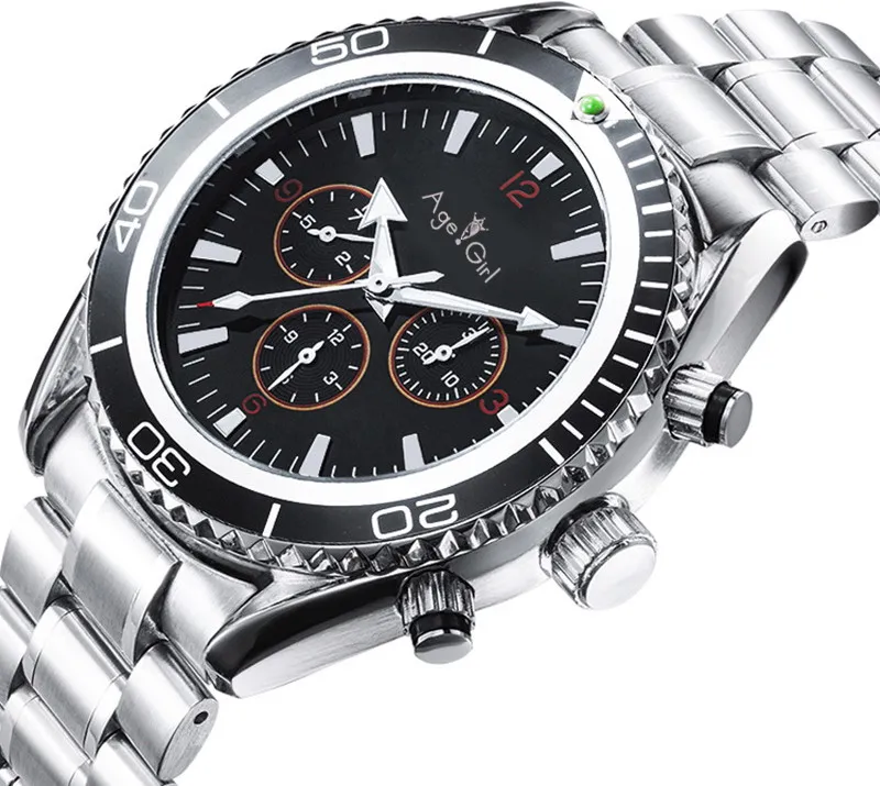 

LuxuryNew Brand Automatic Mechanical Men Stainless steel Bracelet Orange Bezel Black White Watches James Bond 007 Watch 44mm