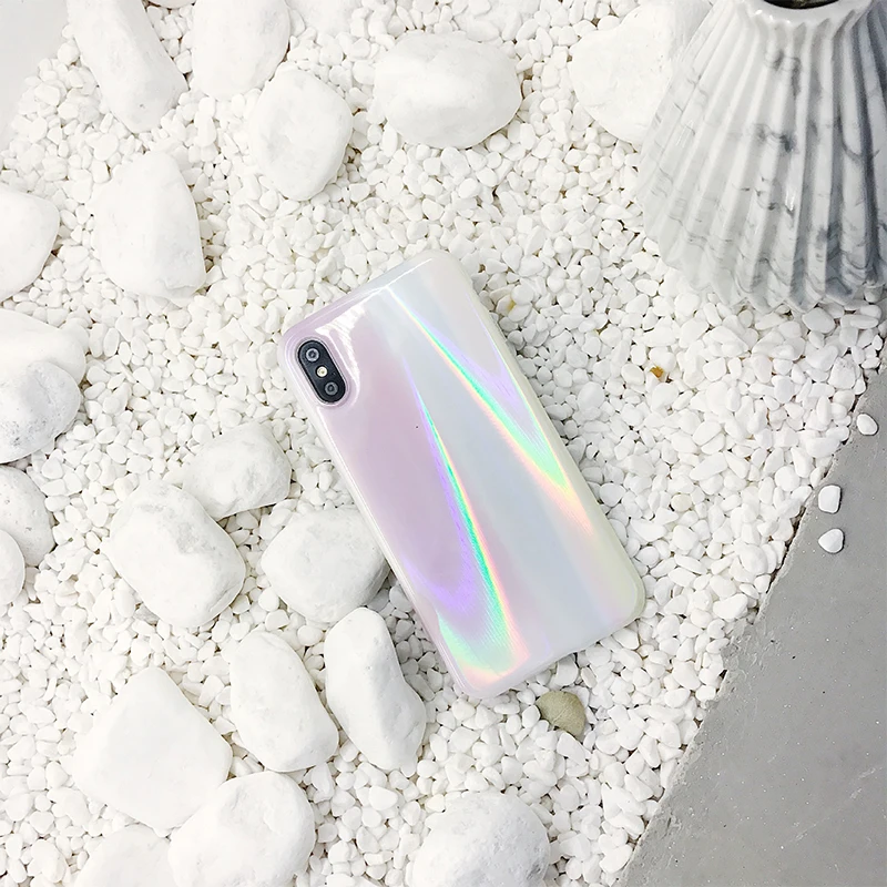 

Rainbow Laser Case for iPhone XR X XS XS Max Soft Capa Fundas For iPhone 6 6S 7 8 Plus Clear Acrylic Phone Covers