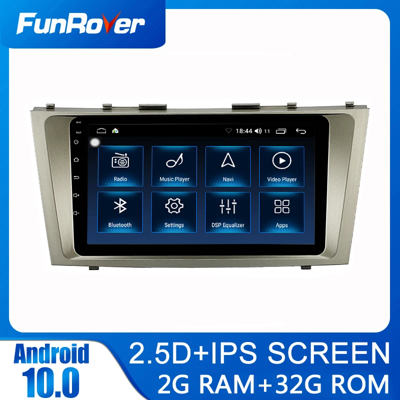 FUNROVER android10.0 автомобильный dvd мультимедийный плеер для Toyota Camry 2007 2011 автомобильное