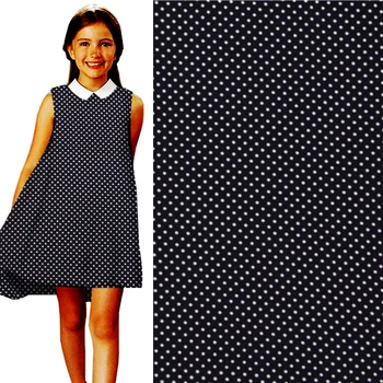 

White mini stars print on black bottom pure silk Crepe DE chine fabric,SCDC809