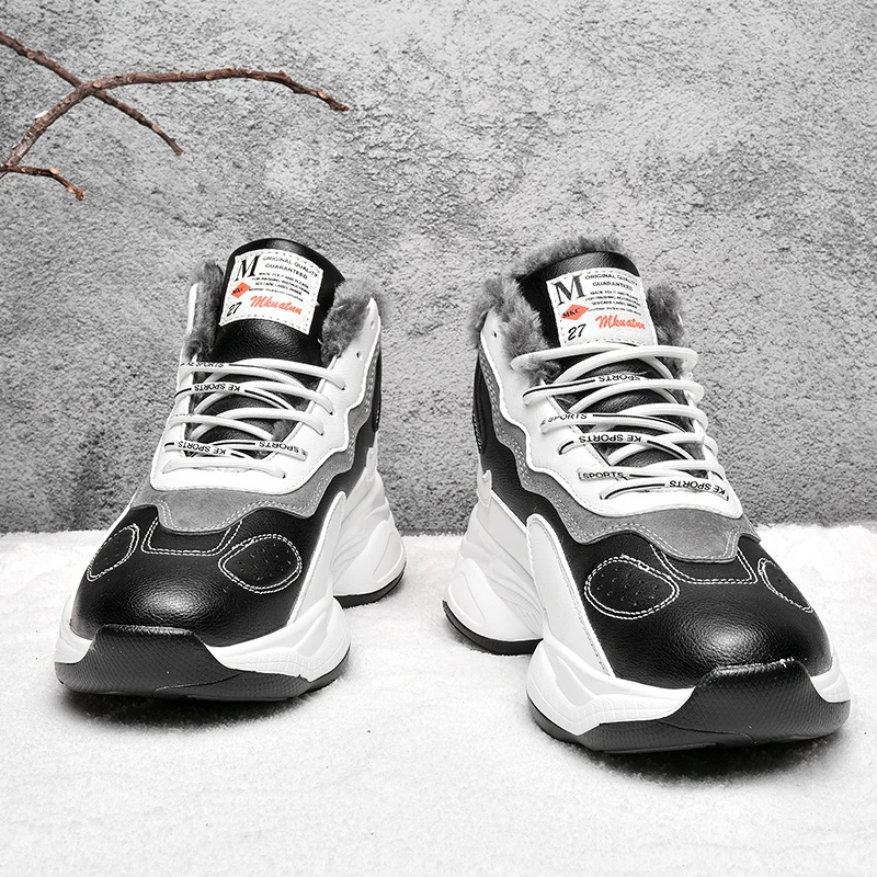 

Winter warm plush fashion sports men high shoes Korea hot sale Skateboarding shoes high quality men cotton shoes winter X53W89