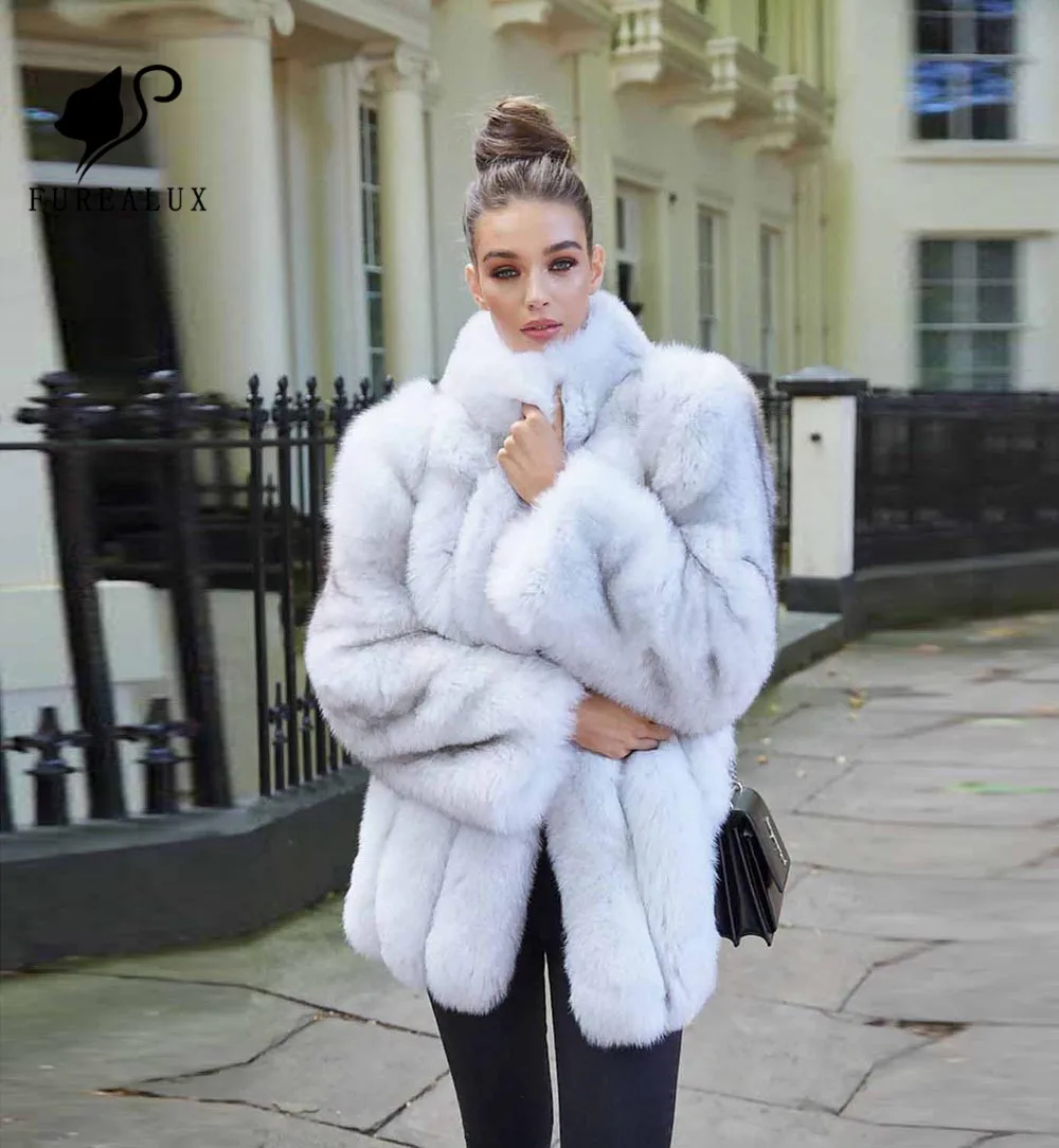 

Furealux Winter Lady Real Fox Fur Coat Thick whole Short Natural Fox Fur Female Jacket New Fashion Lady Warm Russia Fur Coat