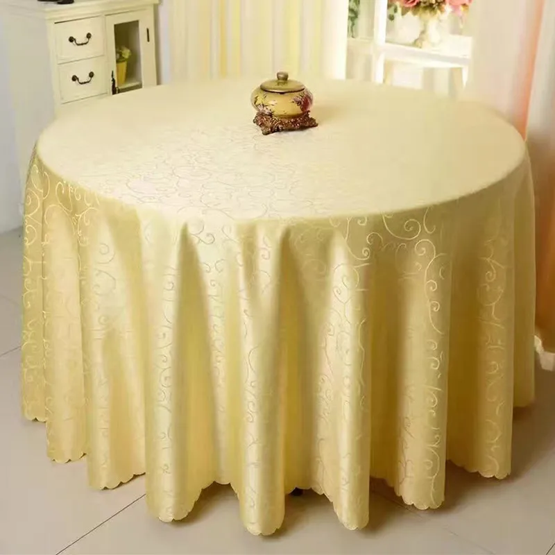 WedFavor 10 шт. полиэстер круглый жаккард скатерти Дамаск обеденный стол покрывала свадебные скатерти Банкетный отель украшения - Цвет: Beige