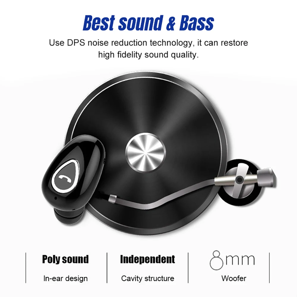 VTIN XW063 Wireless Earphones In Ear Bluetooth Earphone Handsfree Single Mini Invisible Earbud With Microphone For Driver Phone PK Xiami Earphone Bluedio Sony (4)