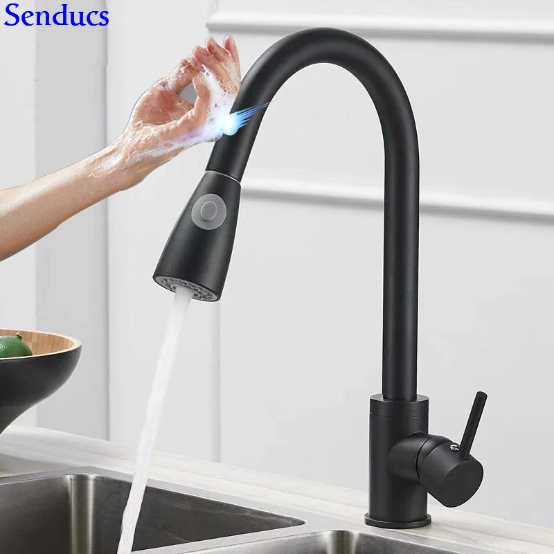 1270-H-black-touch Сенсорный кухонный кран Senducs качество 304 кухонная раковина из нержавеющей стали кран сенсорный кухонный смеситель сенсорный золотой кухонный кран - Цвет: 1270-H-black-touch