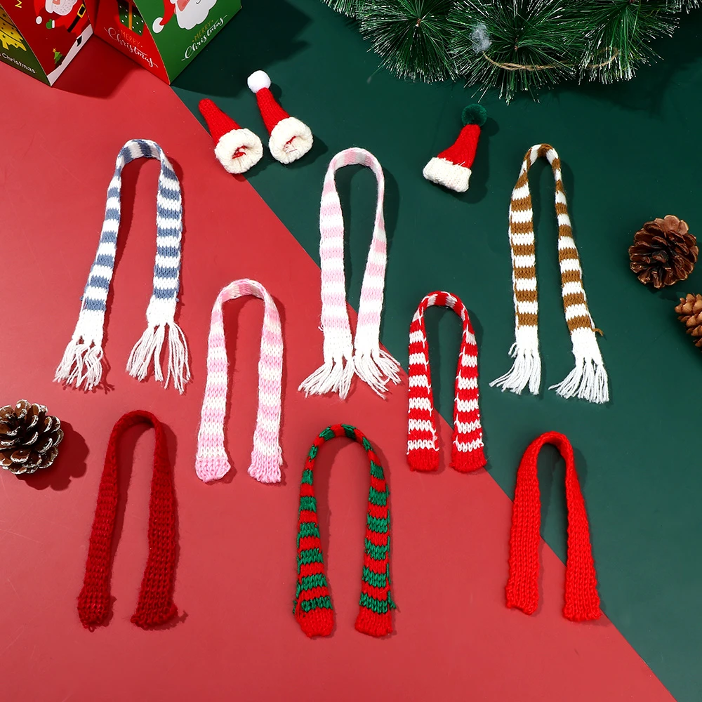 Mini bufanda de muñeca para niños, gorro de Navidad hecho a mano, bufandas de punto, adorno de Navidad, ropa en miniatura, accesorios, regalo, 1 ud.|Muñecas| - AliExpress