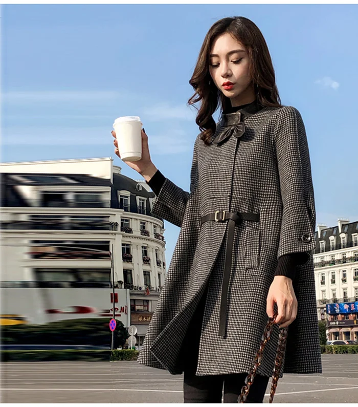 Женское шерстяное пальто женские длинные топы женские большие размеры Осень-зима Корейская версия пальто повседневная однотонная длинная верхняя одежда