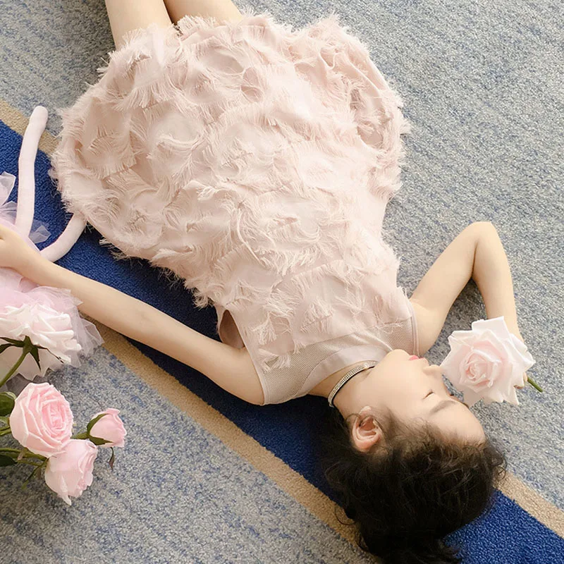 Summer Girls Dress Princess Style Back Bow Feather Chiffon Mesh Teens girls dress princess costume kids clothes for 5 7 9 11 13 Years Big Children