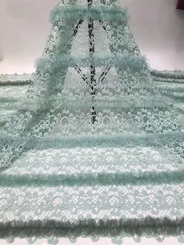 

Handmade African Lace Fabric With Beads 2019 High Quality Embroidery French Tulle Lace Fabric For Wedding Dress